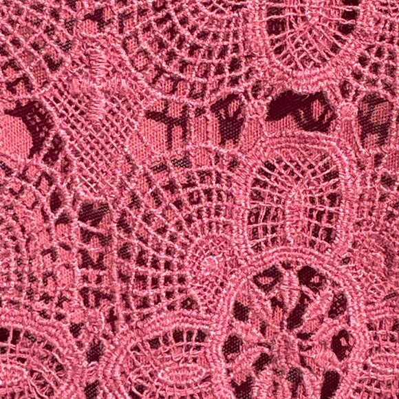 Burgundy Lace Crochet Hem Long Sleeve Cotton Top J.Crew Size S Vintage Style - Picture 7 of 11